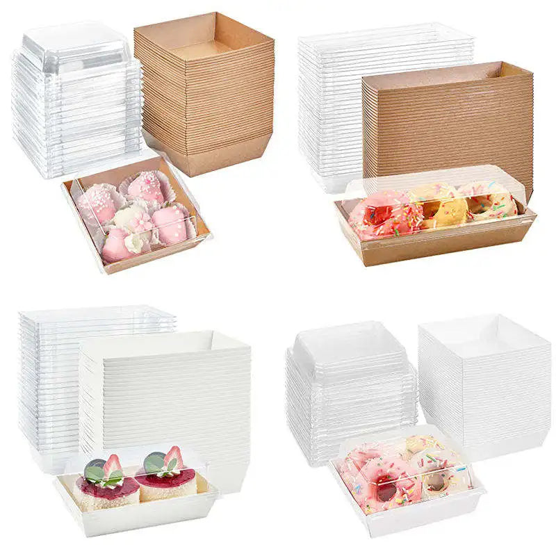Square Transparent Safety Cover Cooked Sushi Box, Disposable Food Container, Pastry Baking Box