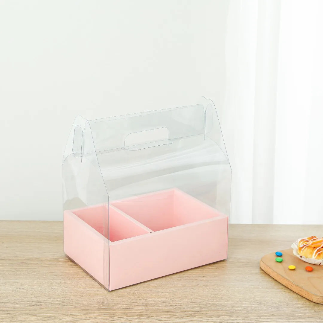 Folding Birth Day Wedding Favor Gift Cake Box Transparent Cake and Flower Box