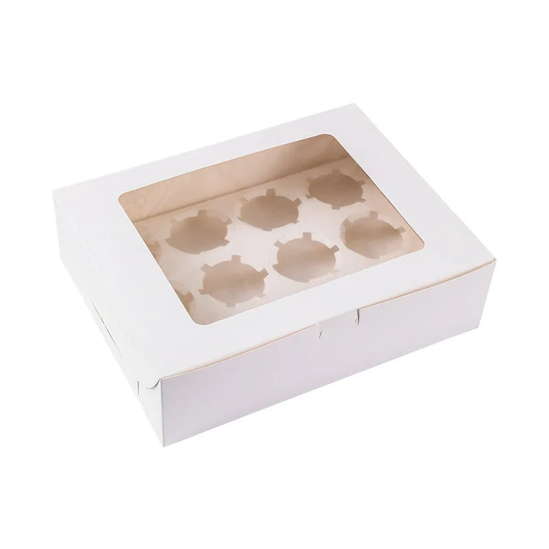 Custom Cardboard Cake With Window Packing Box 4 Hole and 6 Hole Cupcake Box 12 Hole Paper Cupcake Box Packaging