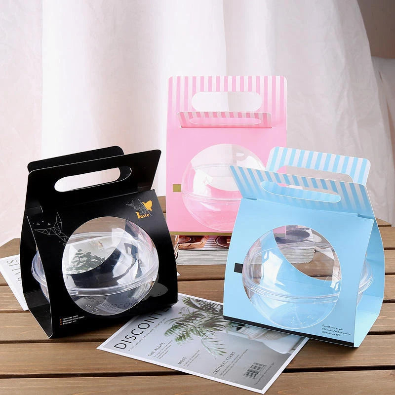 Christmas Cake Transparent Round Ball Transparent Disposable Fruit and Vegetable Salad Baked Cake Food Gift Box Packaging