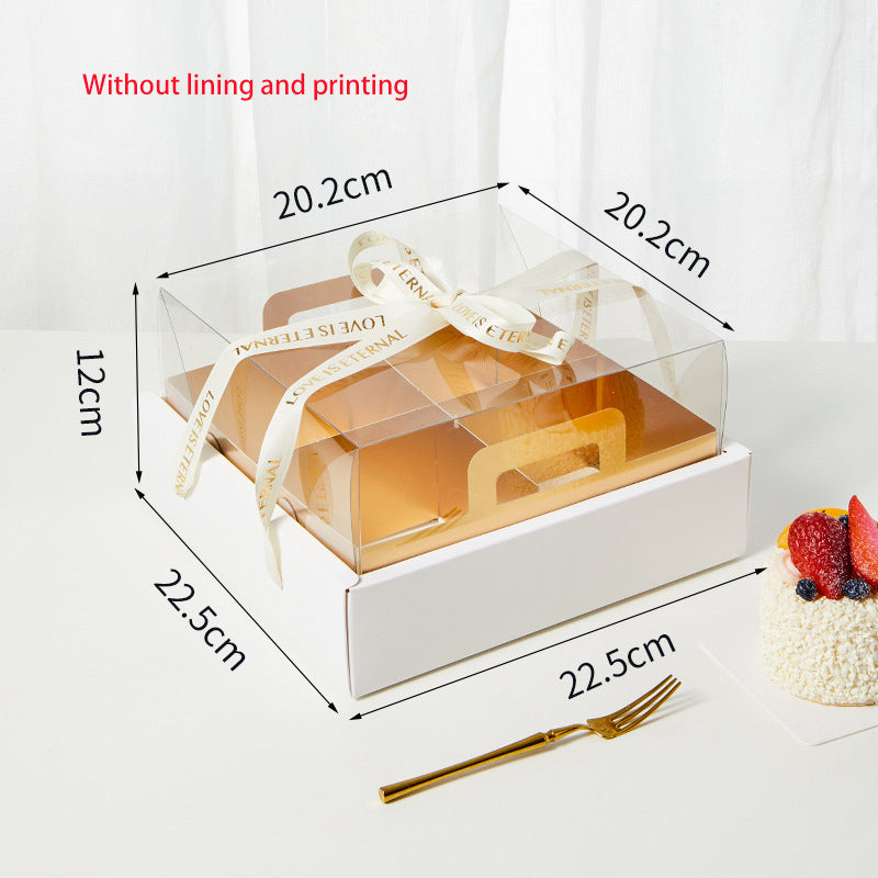 Gold card 4-grid and 9-grid transparent lid cupcake box dessert box picnic packaging box