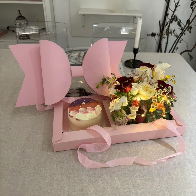 Transparent Handheld Bow Flower Cake Box