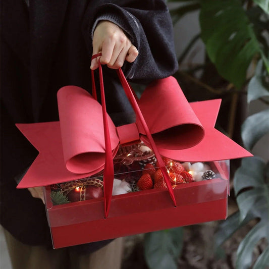 Luxury Ribbons Decorative Wired Ribbon Clear Packaging Flower Cake Box for Birthday Valentines Day
