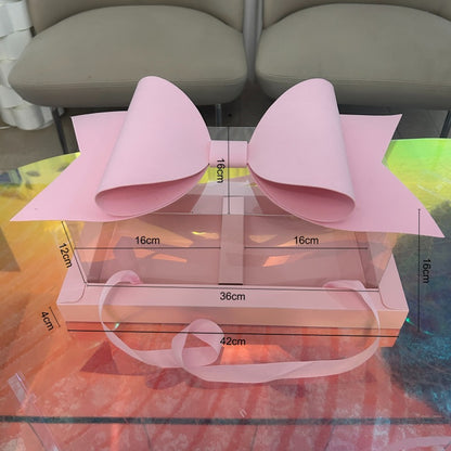 Transparent Handheld Bow Flower Cake Box