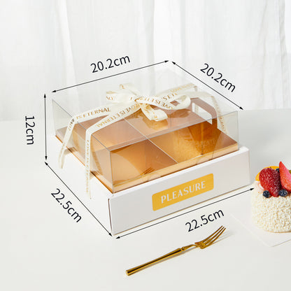 Gold card 4-grid and 9-grid transparent lid cupcake box dessert box picnic packaging box