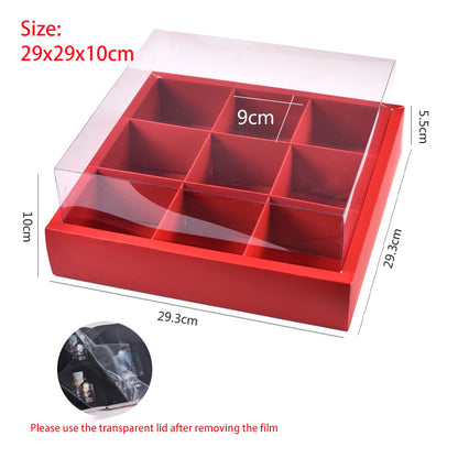 Transparent nine-grid dessert box, cupcake box, picnic packaging box