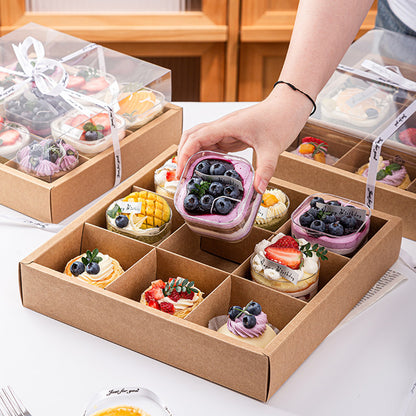 Transparent nine-grid dessert box, cupcake box, picnic packaging box