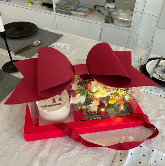 Transparent Handheld Bow Flower Cake Box
