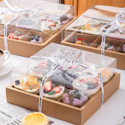Transparent nine-grid dessert box, cupcake box, picnic packaging box