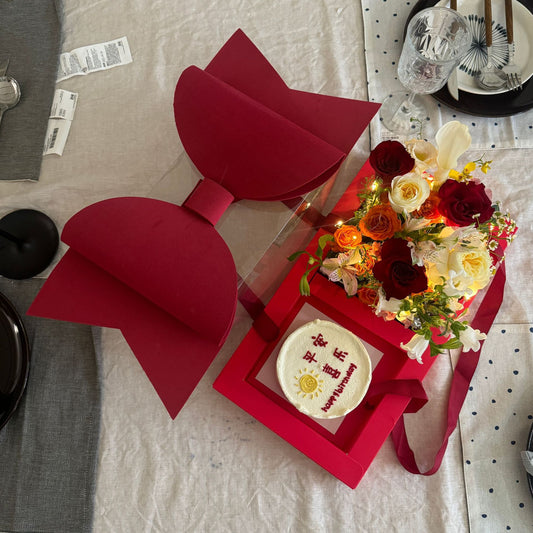 Transparent Handheld Bow Flower Cake Box