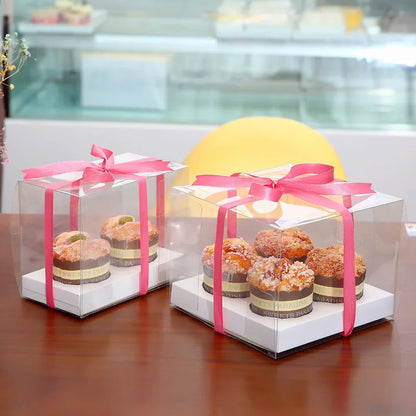 clear Plastic Mini Transparent 2 4 6 12 Holes Cupcake Boxes Wedding Cupcake Box Gift Packaging Box