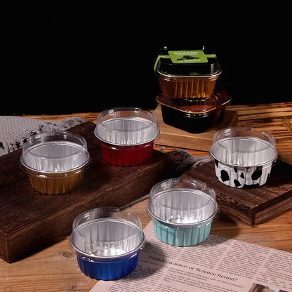 Disposable Baking Mold Red Iceberg Lava Chocolate Mousse Cake Box Tiramis Mousse Cake square Round Aluminum Foil Box
