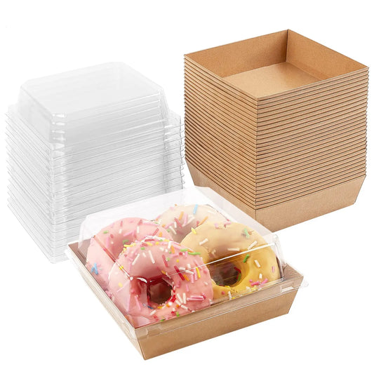 Square Transparent Safety Cover Cooked Sushi Box, Disposable Food Container, Pastry Baking Box