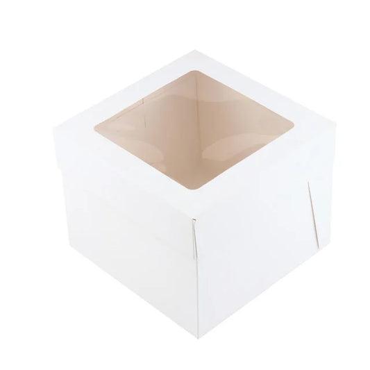No Paper Cup Pastry Box Open Window Cover White Card Kraft Paper Gift for Pizza Tart Baking Packaging