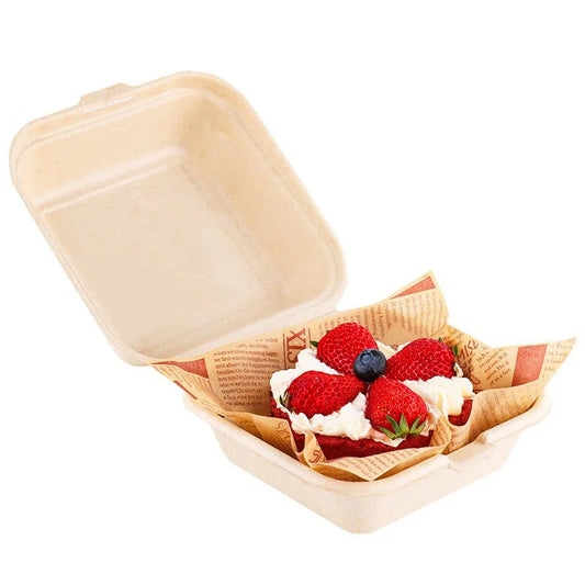 Bakery Supplier Bagasse Burger Box Takeaway Bento Cake Box Packaging
