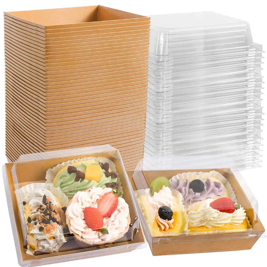 Square Transparent Safety Cover Cooked Sushi Box, Disposable Food Container, Pastry Baking Box