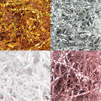 Double-sided Color White Gold Multi-color Shredded Paper Filaments Filled Gift Wrap Crepe Paper Filaments Raffia Grass