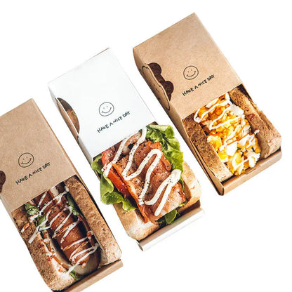 Eco-friendly Foldable Drawer Shape Food Grade Baking Box Takeout Food Sandwich Box Sandwich Packing Box