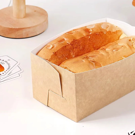 Golden Pillow Cake Paper Tray Packaging Box Disposable Toast Carton High Temperature Resistant Bread Oven Mold Baking Bag