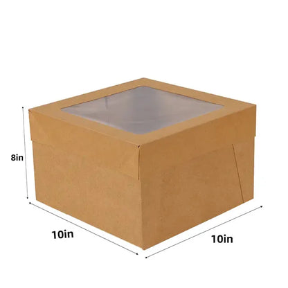 No Paper Cup Pastry Box Open Window Cover White Card Kraft Paper Gift for Pizza Tart Baking Packaging