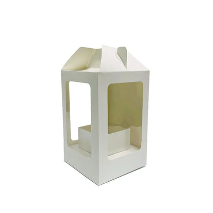Portable Transparent square Window Panoramic Flower Gift Box White Box Rose Bouquet Arrangement Valentine's Day Flower Box