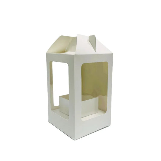 Portable Transparent square Window Panoramic Flower Gift Box White Box Rose Bouquet Arrangement Valentine's Day Flower Box