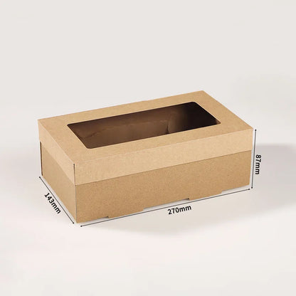 Custom Corrugated Bento Box Disposable Takeaway Eco Friendly Window Kraft Boxes with clear Lids Packaging