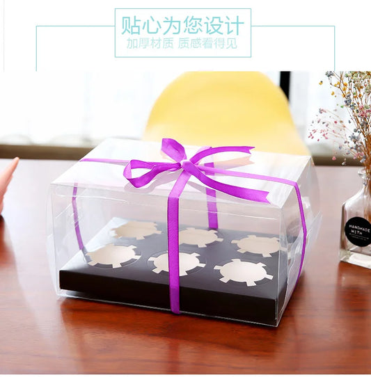 clear Plastic Mini Transparent 2 4 6 12 Holes Cupcake Boxes Wedding Cupcake Box Gift Packaging Box