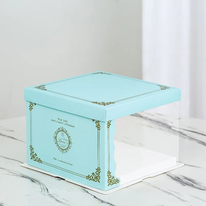 Wholesale Transparent Custom Logo Luxury Wedding Party Cake Box Transparent Window Design Baking Packaging Box