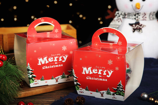 Christmas Internet Celebrity Hand Box 4 Inch Mousse Cake Packaging Box Transparent Round Peace Fruit Mousse Ball Gift