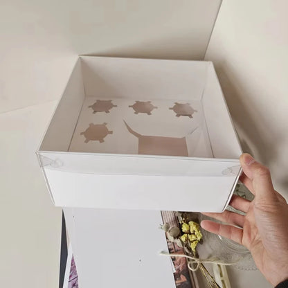 New Style Cupcake Box Baking Packaging Egg Tart Muffin Box Cupcake Container Box With Transparent PVC Lid