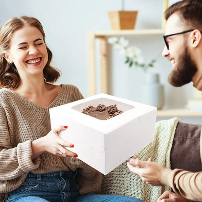 Customized Food Grade White Card Bakery Packaging, White Window Cake Baking Box, Pastry Box, Baking Packaging Box