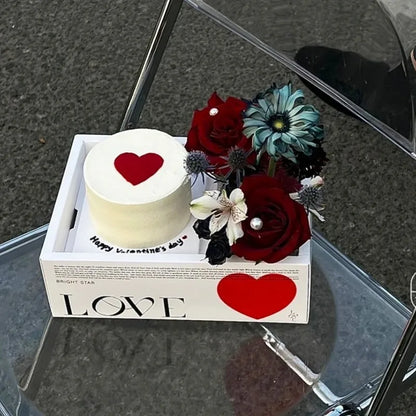 Folding Birth Day Wedding Favor Gift Cake Box Transparent Cake and Flower Box