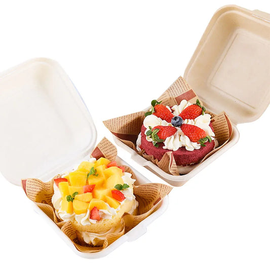 Bakery Supplier Bagasse Burger Box Takeaway Bento Cake Box Packaging