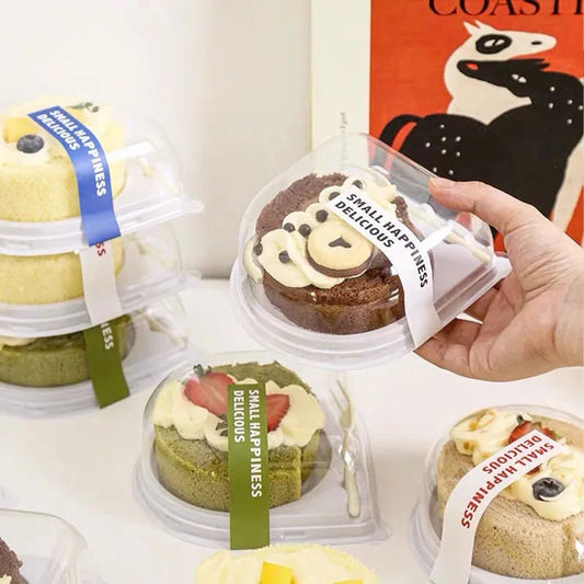 Wholesale Transparent Packaging PET Plastic Triangular Cake Packaging Container Mini Dessert Mousse Baking Fork Packaging Box