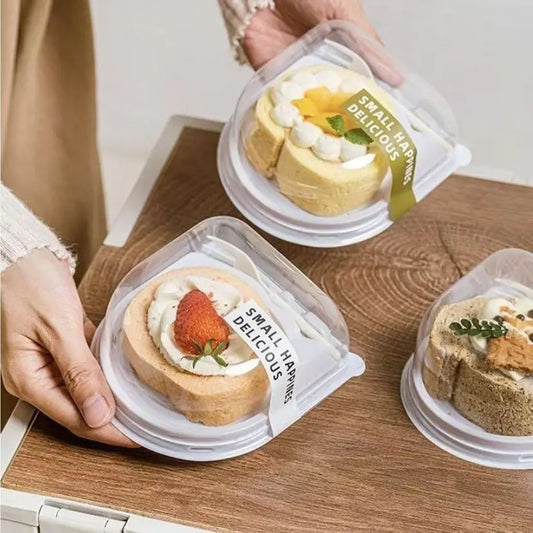 Wholesale Transparent Packaging PET Plastic Triangular Cake Packaging Container Mini Dessert Mousse Baking Fork Packaging Box