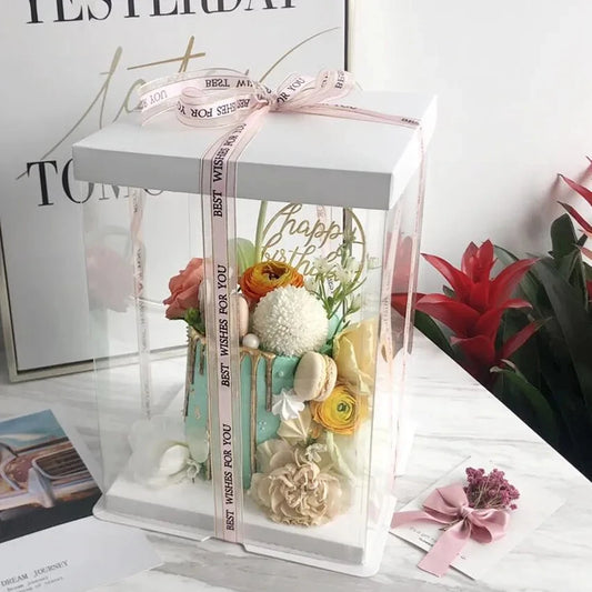 Plastic Cake Packaging Box Birthday Wedding Christmas Party Square Cake Box Transparent Food Tall Cake Box Container