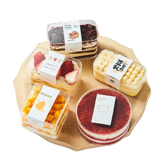 Customized High-quality Food Grade Plastic Transparent Biscuit Box, Pastry and Dessert Tiramisu Small square Transparent Box