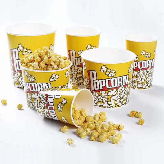 Disposable Cinema Ktv Commercial Packaging Oil-proof Food Grade Classic Parties Can Be Reused White Cardboard Popcorn Boxes