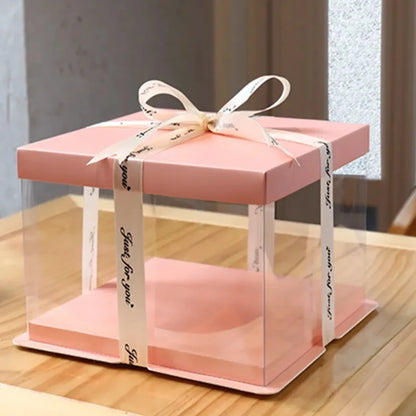 Plastic Cake Packaging Box Birthday Wedding Christmas Party Square Cake Box Transparent Food Tall Cake Box Container