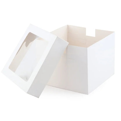 No Paper Cup Pastry Box Open Window Cover White Card Kraft Paper Gift for Pizza Tart Baking Packaging