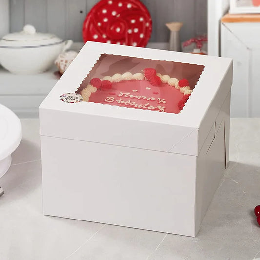 White Folding High Quality Window Baking Box Birthday Cake Dessert Box Simple Cheese Cheese Mousse Lasagna Pastry Box