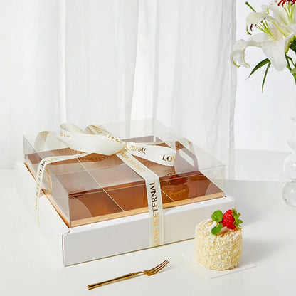 Packaging Supplier Wholesale 4 9 Grids Clear Fruit Cake Food Paper Platter Box