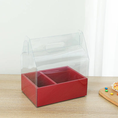 Folding Birth Day Wedding Favor Gift Cake Box Transparent Cake and Flower Box