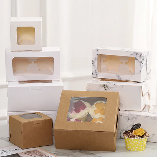 Jinkuang  Cake Boxes with Window  for Cup Cake,   Birthday Party, Wedding, Valentine's Day  Xma