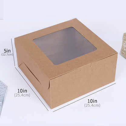 Customized Wholesale Disposable Foldable square Transparent Window Packaging Box White High-quality Baked Cake Box