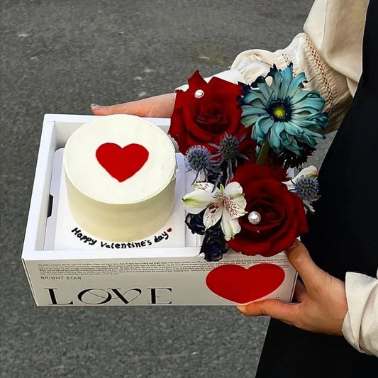 Folding Birth Day Wedding Favor Gift Cake Box Transparent Cake and Flower Box