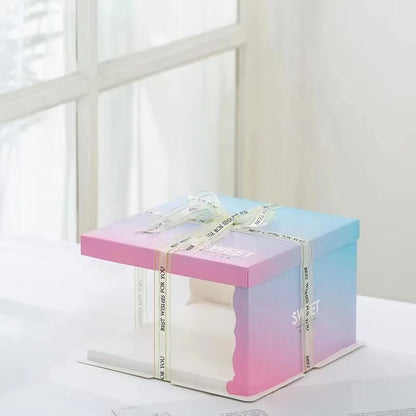 Wholesale Transparent Custom Logo Luxury Wedding Party Cake Box Transparent Window Design Baking Packaging Box