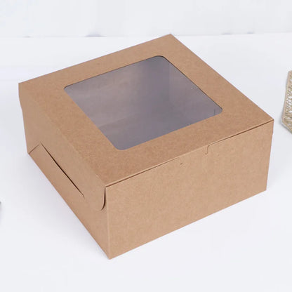 Customized Wholesale Disposable Foldable square Transparent Window Packaging Box White High-quality Baked Cake Box