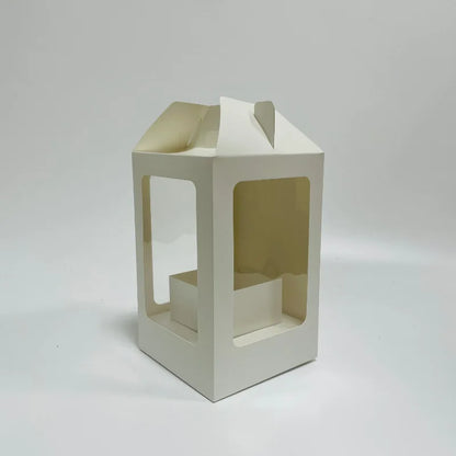 Portable Transparent square Window Panoramic Flower Gift Box White Box Rose Bouquet Arrangement Valentine's Day Flower Box